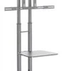 TV Stand With AV Shelf, Fits Monitors 32 To 65", W/ Camera Shelf –Silver