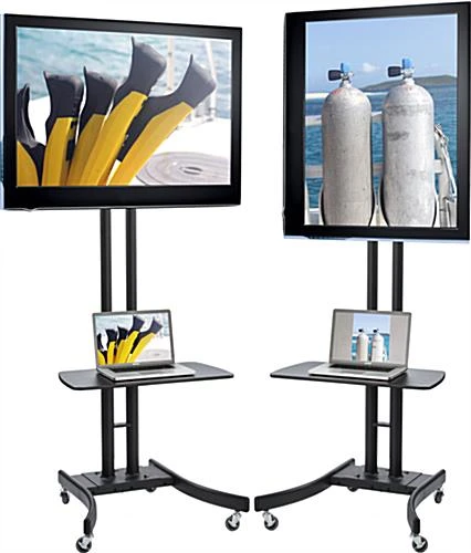 TV Stand W/ 28” Shelf Fits Monitors 32”-65”, Knock Down W/ Travel Case – Black - Image 3