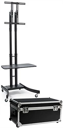 TV Stand W/ 28” Shelf Fits Monitors 32”-65”, Knock Down W/ Travel Case – Black