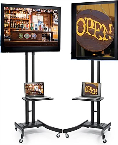 TV Stand W/ 19” Shelf Fits Monitors 32”-65”, Collapsible W/ Travel Case – Black - Image 3