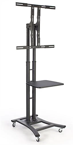 Flat TV Stands W/ 19" Shelf, Fits Monitors 32-in To 70-in, Height-Adjustable – Black - Image 2