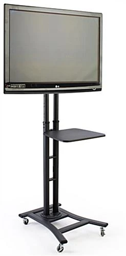 Flat TV Stands W/ 19" Shelf, Fits Monitors 32-in To 70-in, Height-Adjustable – Black - Image 3