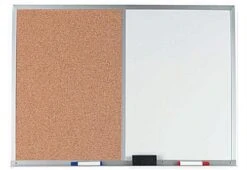 36 X 24 Combination Cork & White Dry Erase Board - Silver