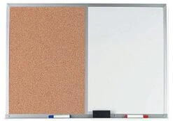 48 X 36 Combination Cork & White Dry Erase Board - Silver