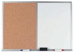 72 X 48 Combination Cork & White Dry Erase Board - Silver