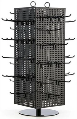 Countertop Pegboard Spinner Rack, Magnetic, 60 Hooks - Black