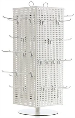 Counter Pegboard Spinner Rack, Magnetic, 60 Hooks – White With White
