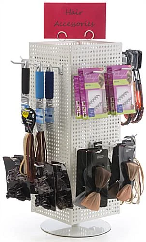 Counter Pegboard Spinner Rack, Magnetic– White - Image 3