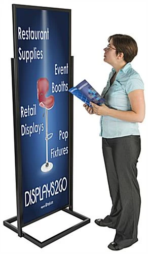 22 X 69 Poster Stand For Floor, 2 PVC Lenses, Top Loading, Double Sided - Black - Image 3