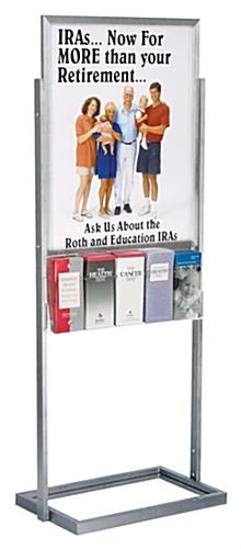 22 X 28 Poster Floor Stand With Literature Pockets, 4"/8.5"w, Double Sided - Silver