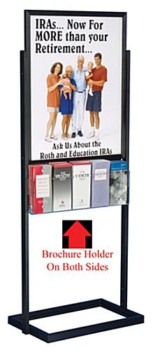 22 X 28 Poster Floor Stand, 4"w, 10 Pockets, Top Insert, Double Sided - Black