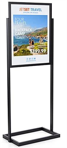 22 X 28 Poster Floor Stand, Top Insert, Double Sided, Rectangle Base - Black