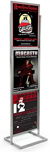 22 X 28 Poster Stand For Floor, Top Insert, 2 Sided, 3 Tiers For 6 Graphics - Silver
