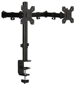 Desktop Dual Monitor Stand With Articulating Arm, Fits Monitors 13" To 27" - Black