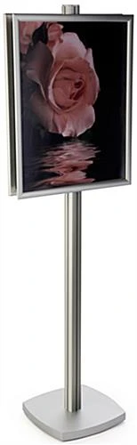 22 X 28 Poster Stand, 2 Height Adjustable Snap Open Frames, Square Base - Silver