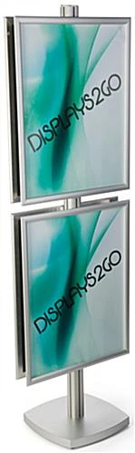 22 X 28 Poster Stand, 4 Height Adjustable Snap Open Frames, Square Base - Silver