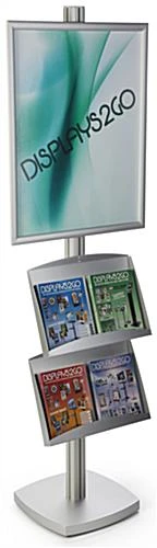 22” X 28” Poster Stand With 2 Metal Trays, Snap Open, Square Base - Silver