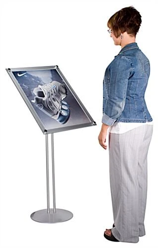 18 X 24 Menu Stand For Floor, Adjustable Height, Tilting Bracket - Silver - Image 3