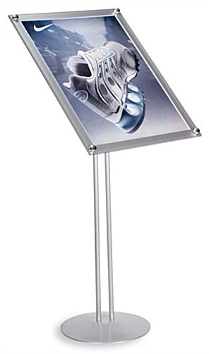 18 X 24 Menu Stand For Floor, Adjustable Height, Tilting Bracket - Silver