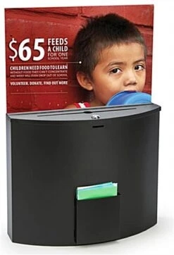 Locking Metal Ballot Box W/ 17 X 11 Header For Wall Or Countertop - Black