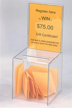 5.5 X 5.5 Acrylic Ballot Box With 5 X 7 Header - Clear