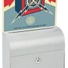 Metal Ballot Box W/ Lock & 8 X 11 Acrylic Header, Wall Or Countertop - Silver