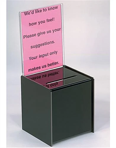 5.5 X 5.5 Acrylic Ballot Box With 5 X 7 Header - Black