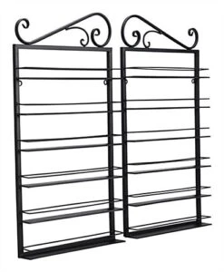 Steel Racks For Wall Mounted Use, 2 Piece Set, Powder Coated, 12 Shelves - Black
