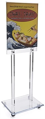 Workshop Series 22 X 28 Floor Poster Stand, Double Sided, 67" Tall, Wheels - Clear