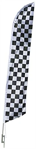 14’ Feather Flag & Ground Spike With Pre-Printed Checkered Pattern – Black & White