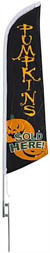 14' Feather Flag & Ground Spike W/ Pre-printed PUMPKINS Message - Black