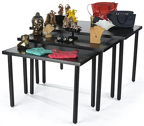 Nesting Display Tables, Rectangular, Set Of 3 - Black - Image 2