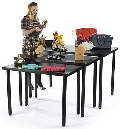 Nesting Display Tables, Rectangular, Set Of 3 - Black - Image 3