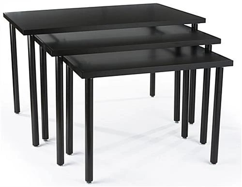 Nesting Display Tables, Rectangular, Set Of 3 - Black