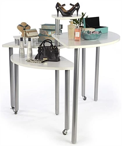 Nesting Display Tables With 4 Tiers, Swiveling - White - Image 4