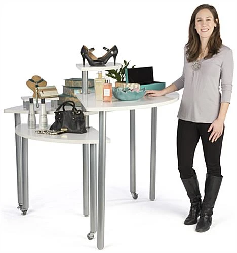 Nesting Display Tables With 4 Tiers, Swiveling - White - Image 5