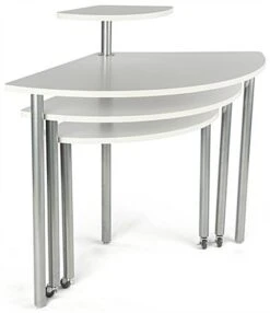 Nesting Display Tables With 4 Tiers, Swiveling - White
