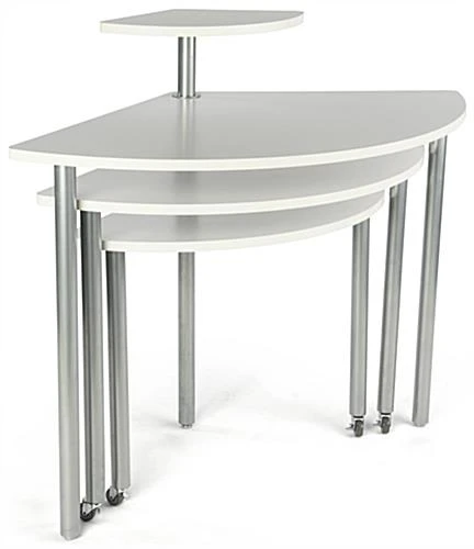 Nesting Display Tables With 4 Tiers, Swiveling - White