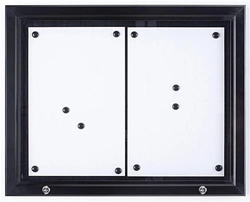 Enclosed Bulletin Board For (2) 11 X 17 Signs, Outdoor Use, Magnetic, Locking - Black