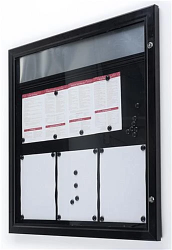 Enclosed Bulletin Board For (6) 8.5 X 11 Sheets, Outdoor Use, Header, Magnetic, Black - Image 5
