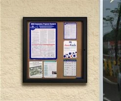 41 X 42 Outdoor Bulletin Board With Locking Door - Black