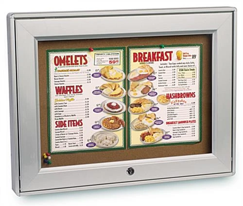 24.5 X 18.5-Inch Enclosed Bulletin Board For Outdoor Use, With Locking Door - Silver - Image 2