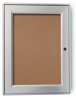 24.5 X 18.5-Inch Enclosed Bulletin Board For Outdoor Use, With Locking Door - Silver