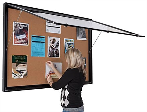 59 X 41 Enclosed Bulletin Board For Outdoor Use, With Locking Door - Black - Image 2