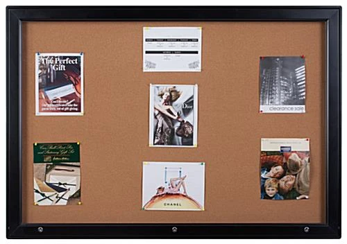 59 X 41 Enclosed Bulletin Board For Outdoor Use, With Locking Door - Black