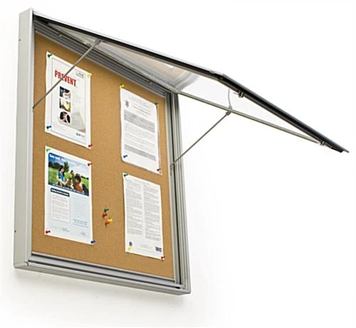 32 X 32 Enclosed Bulletin Board For Outdoor Use, With Locking Door - Silver - Image 2