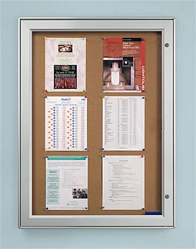 Enclosed Bulletin Board For (9) 8.5 X 11 Signs, Outdoor Use, Locking - Silver