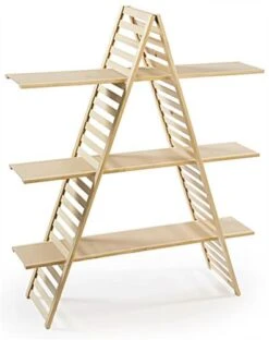 Wooden Retail Shelving Unit W/ 3 Shelves, A-Frame Design - Pine Wood