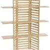 Wooden Retail Shelving Unit W/ 3 Shelves, Folding Panels - Pine Wood