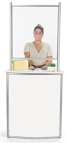 30"w Portable Counter W/ PET Sneeze Guard & Inner Shelf - White - Image 3